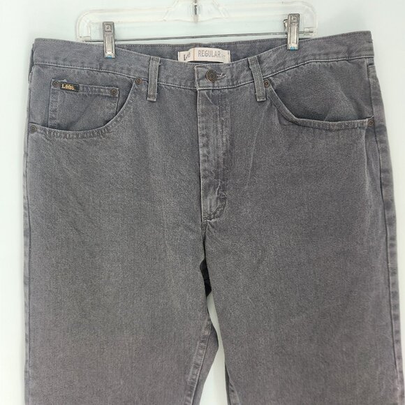 Lee Jeans Regular Fit Denim Straight Leg Mens 40x30 Gray Charcoal Cotton EUC - Picture 2 of 12